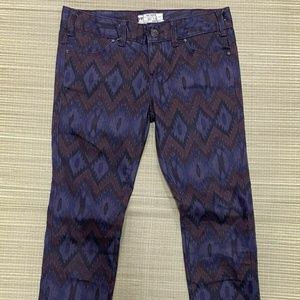 EUC Free People Ikat Print Skinny Jeans Aztec Purple Boho Size 26